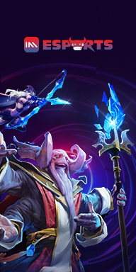 IM Esports banner featuring fantasy-style gaming heroes with magical weapons and powers